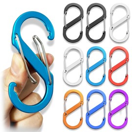 Pack of 10 Carabiners, S Shape Carabiner, S Carabiner Hook, S Small Carabiner Hook, Camping Carabiner Hook, for Home, Backpacks, Outdoor Hiking, Camping, Fishing, Travel, Keys (Multiple Colours)