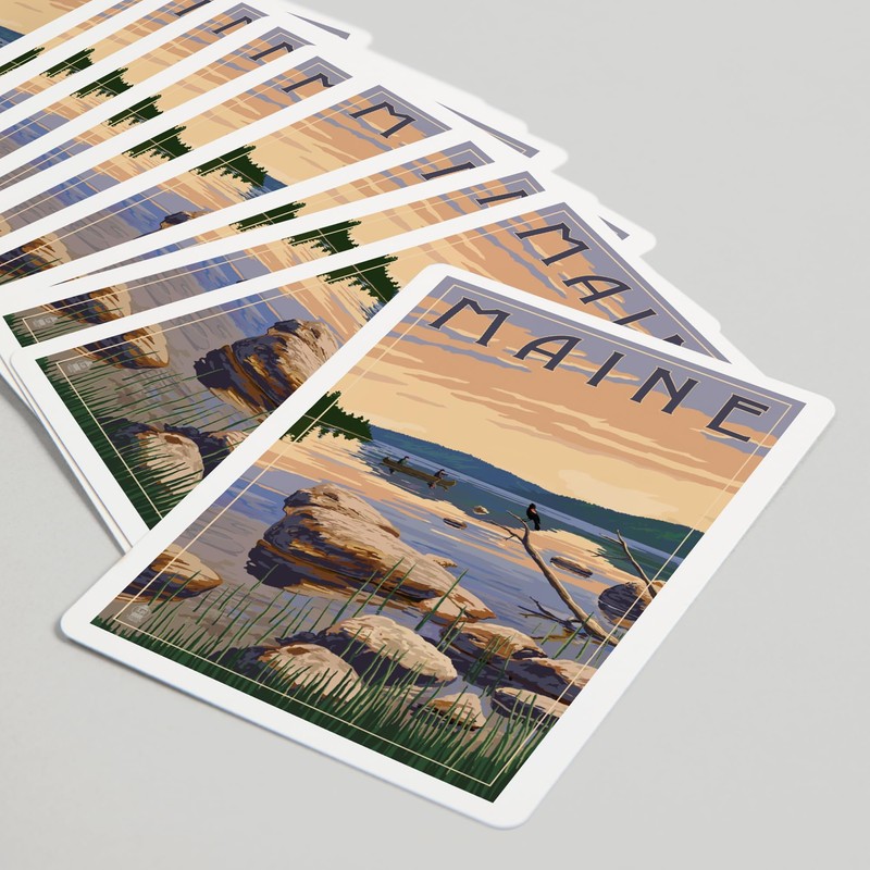 Maine, Lake Sunrise Scene (52 Playing Cards, Poker Size Card