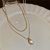 Dainty Layered Choker Necklace for Women,14k Gold Plated Pearl Pendant
