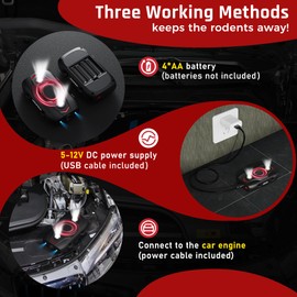 Rodent Repellent for Car Engines - Ultrasonic Mouse Repellent Under Hood, Upgraded 4 LED Strobe Lights, Plug-in & Battery Powered, Keep Rodents Out of Car, RV, Garage, Room, Indoor, Outdoor, 2 Pack