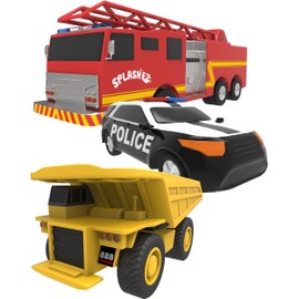 SplashEZ SplashEZ Mold Free Baby Bath Toys, No Hole Bath Toys for Toddlers, Bathtub Cars Set for Kids Ages 1-3, No Mold Floating Water Vehicles Set for Pool, BPA-Free, Safe, Fun, Infant Ages 1 3 6 12 18 Months