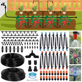 KOLOOP Drip Irrigation System,Drip Irrigation Kit with 40FT 1/2" & 200FT 1/4" Irrigation Hose,Adjustable Nozzles & Sprinklers,Garden Irrigation System,Automatic Drip Irrigation Kits for Lawn,Patio