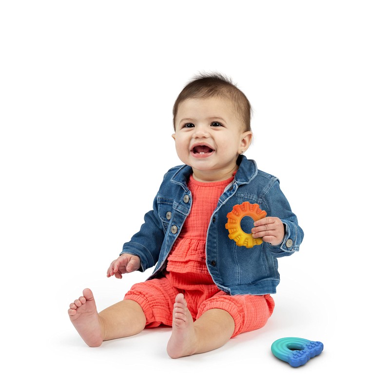 Bright Starts Chance of Smiles Silicone Teether 2-Pk, Easy-Grasp Sun