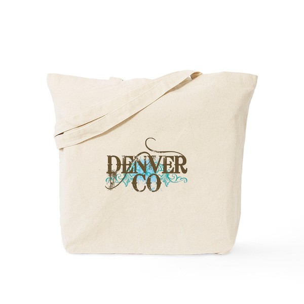 CafePress Denver Grunge Tote Bag Reusable Natural Beige Canvas Shopping