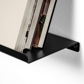 SRIWATANA Black Floating Shelves, Metal Wall Shelves Set of 3 for Bedroom, Living Room, Bathroom, Kitchen, Matte Black