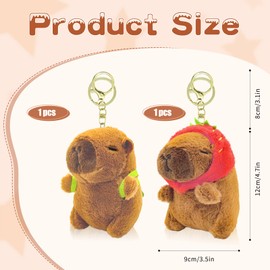 LHOEST Capybara Cuddly Toy Key Ring, Capybara Plush Toy, Capybara Cuddly Toy Pendant for Children, Pack of 2, brown