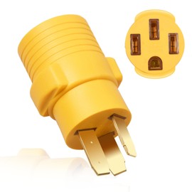 Hodeoo NEMA 10-50P to 14-50R EV RV Generator Adapter, 125/250V for 50A Transfer Switch Power Inlet Box, NEMA 10-50P (Male) to 14-50RV (Female) for RV EV Charger