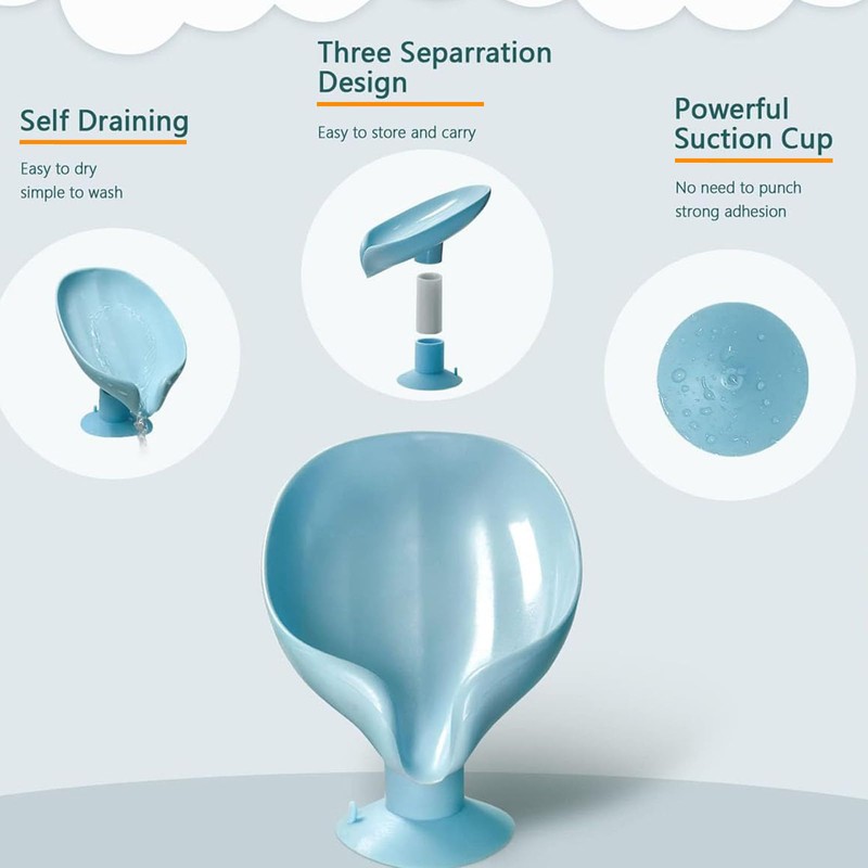 ANIS・KEBBR 2 Pack Leaf Self Draining Soap Holder Suction Cup
