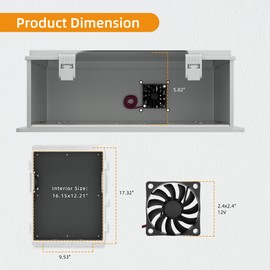 Joinfworld Vented Outdoor Enclosure Box 18.1x12.6x6.4 Outdoor WiFi Enclosure Waterproof White Nema Electrical Box with Cooling Fan for Electronics