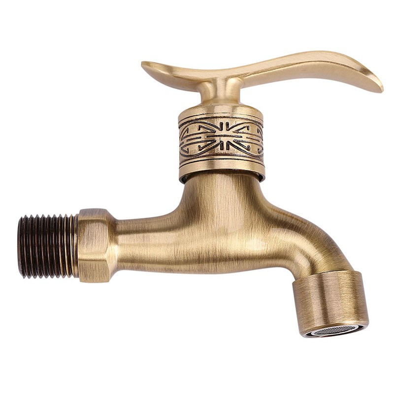 Antique Style Brass Washing Machine Faucet Wall Mount Laundry Cold