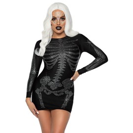 Leg Avenue Womens Costume Rhinestone Skeleton Dress