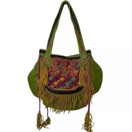 Ibiza World Family Handbag Women's Handcrafted Leather Embroidered Boho Artsy