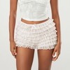 Women's Multi-Layer Lace Ruffled Mini Bloomer Shorts with Tie Front