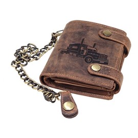 GREEN BURRY trifold wallet brown /biker