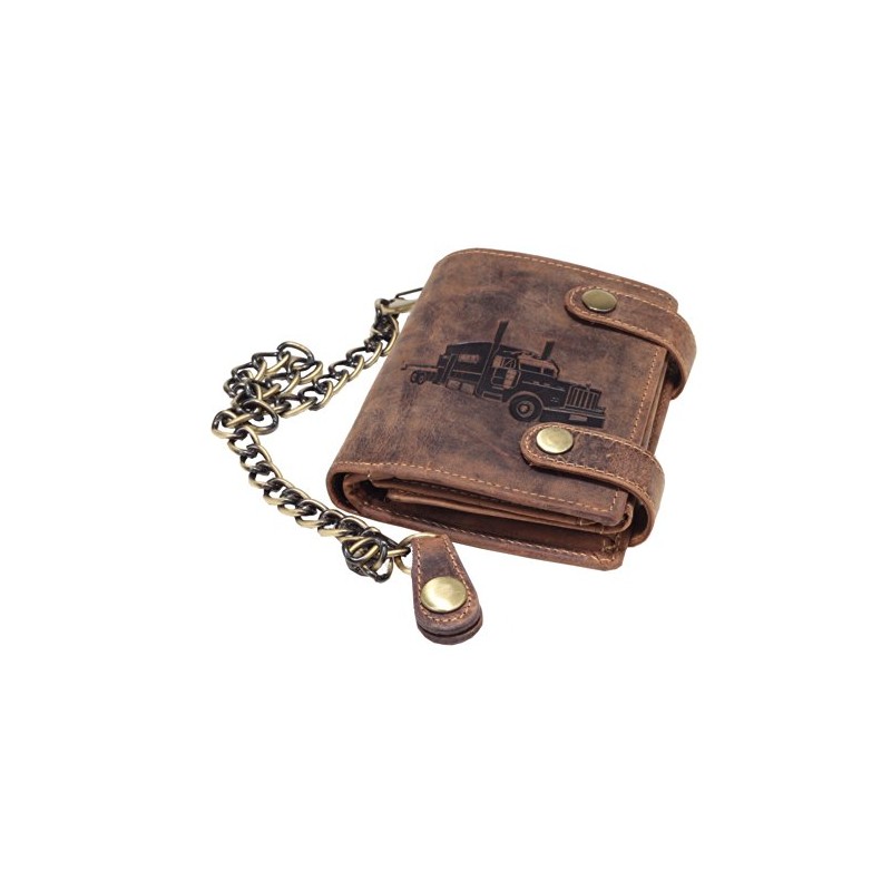 GREEN BURRY trifold wallet brown /biker