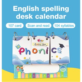 Richardy English Phonics Flashcards with 3 Syllable Flips Spelling Flip Cards Kids Educational Learning Toys Children Reading Games CVC Sight Words 107 Cards Level 1