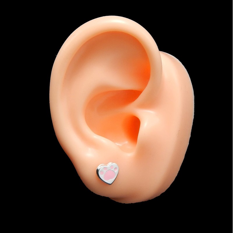 925 Sterling Silver Hypoallergenic Paw Print Stud Earrings (Choose Your