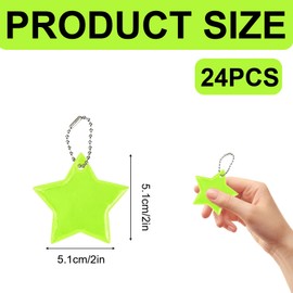Pack of 24 Safety Reflector Pendants, Star Reflectors Children's Pendants, Reflective Key Chain for School Bag, Backpack, Cycling, Walking, Running, Meaningful Gift Children's Birthday Years