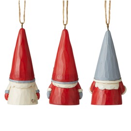 Enesco Jim Shore Heartwood Creek Nordic Noel Gnomes Miniature Hanging Ornament Set, 3" H, Dirty White, Red, Grey