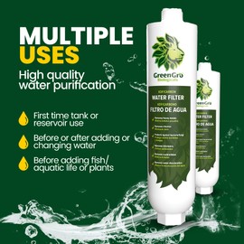 GreenGro Large Capacity Water Filter for Garden & Water Hoses - Removes Calcium, Chloramine, Chlorine, Heavy Metals/Pond Dechlorinator/Organic Gardening/Hydroponic Reservoir & Tank