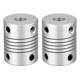 sourcing map 2pcs 5mm to 6mm Aluminum Alloy Shaft Coupling Flexible Coupler Motor Connector Joint L25xD19 Silver