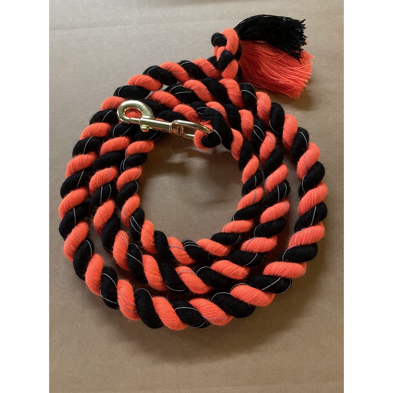 IV Horse Hi Viz Lead Rope with Reflective 6' (Black/Flo