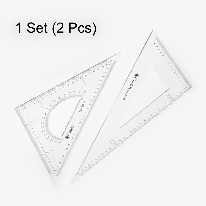 2 PCS Triangle Ruler Square Set 31cm 30/60 and 45/90