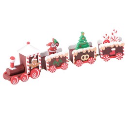 Holibanna Christmas Train Decoration Wooden Mini Train Nursery Christmas Holiday Party Decoration