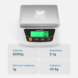 Bonvoisin Digital Scale 0.1 Gram Accuracy Precision Lab Scale 6000g Scientific Digital Balance for Laboratory, Jewelry Weighing