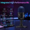 LRUFOB USB Gaming Condenser Microphone for PC/Desktop,192kHz/24Bit,Noise Cancellation,Monitoring,Quick Mute &