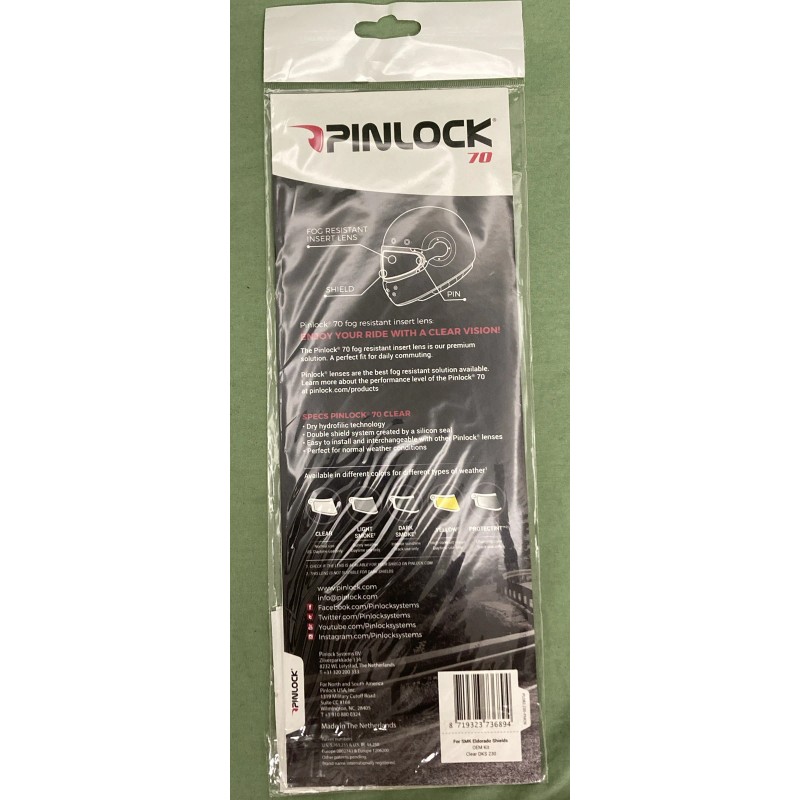 Pinlock NEW PINLOCK P-70-R ANTI FOG RISISTANT LENS CLEAR RETRO
