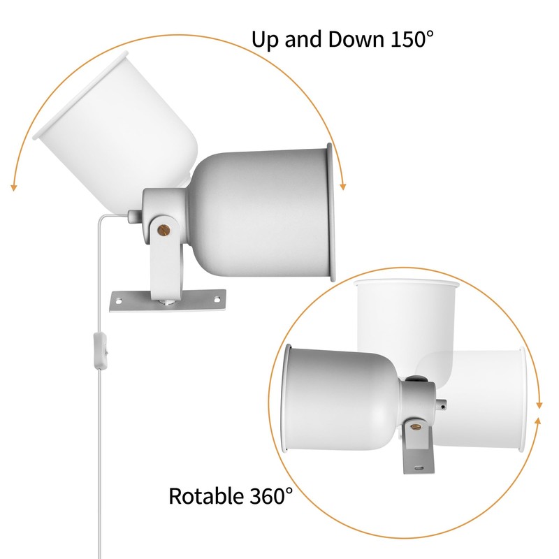 Aisilan Plug-in Wall Sconce Lighting, Adjustable Wall Light for Bedroom