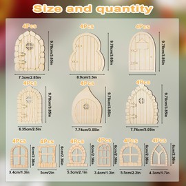 ZDNT Unpainted Wooden Fairy Door Elf Door Mini Door Shape Wooden Pieces Fairy Doors for Garden Trees for Home Office Birthday Wedding Party Decoration Antique (48)
