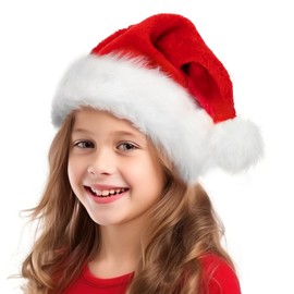 Huachuang Kid Santa Hat Toddler Christmas Hat: Xmas Holiday Velvet Comfort Christmas Hats Extra Thicken Classic Fur for Christmas New Year Festive Holiday Party Supplies