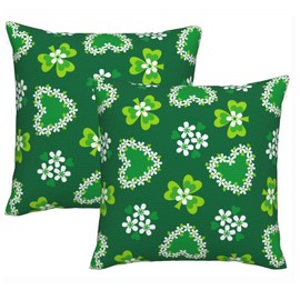 Aitukang St Patricks Day Pillow Covers 18x18 Set of 2,Green Shamrock Throw Pillow Cover Lucky Clovers Cushion Cover for Home Farmhouse Couch Sofa Indoor Outdoor Decor