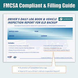 ELD Backup Driver Log Book with Detailed Drivers Vehicle Inspection Report & Daily Recap, 2-Ply Carbonless, 5.5" x 8.5", 16 Sets of Forms per Book, Paper Log Book for Truck Drivers, 10 Pack
