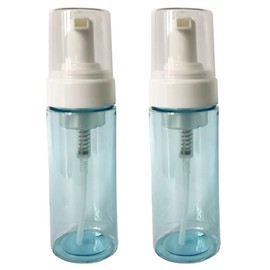 ZAYOIZY 2 Pack Travel Size Foam Pump Bottle Foamer Dispenser Clear Plastic Foaming Bottles for Soap Face Wash Facial Cleansers, 5oz(150ml),Blue