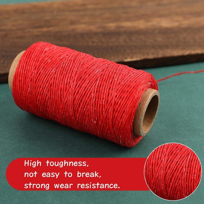 Jupean Waxed Thread, 150m /164Yards Red Leather Waxed Thread, Leather