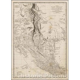 Historic Map - A Map of New Spain from 16°. to 38°. North Latitude Reduced from The Large Map, 1810, Alexander Von Humboldt - Vintage Wall Art 16in x 24in
