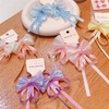 【2 個セット】子供用 蝶々リボン ヘアゴム パープル 可愛い サテンリボン キッズ ヘアアクセサリー 滑り止め
