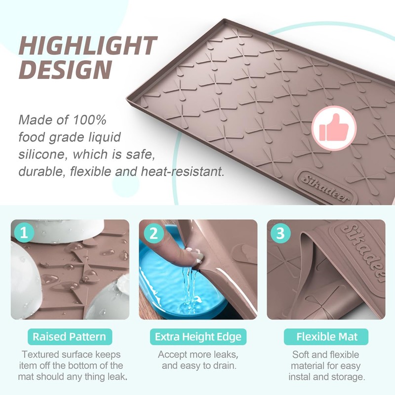 SIKADEER 31" x 19" Under Sink Mat Waterproof, Silicone Mat