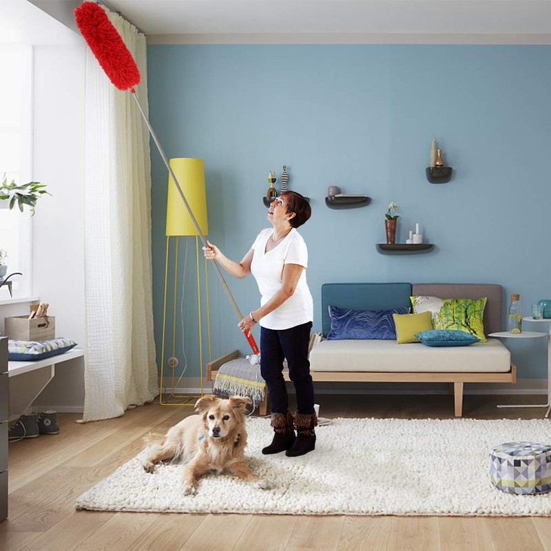 DELUX Microfiber Feather Duster Extendable Cobweb Duster with 100 inches