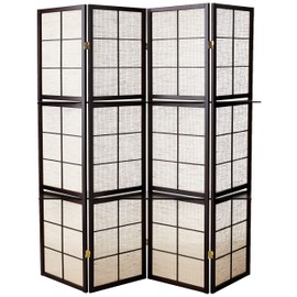 Coaster Home Furnishings 4-Panel Screen with 4-Shelf Tan and Cappuccino