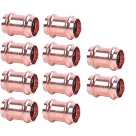 EZ-FLUID Heavy Duty 1/2" Press Slip Coupling without Stop LF Press Pressure Copper Fitting,No Pipe Tube Stop Couplings,ProPress Press Copper Fitting Connection,Residential,Commercial Plumbing(10)