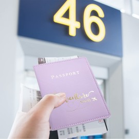 ALLY-MAGIC Passport Holder Cover, PU Leather Passport Cover Case Organiser with Wallet for Credit Card, Money, Business Cards, Passport, Boarding Passes for Women MenY7CSHZJ (Purple)