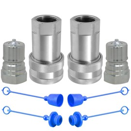 Cplbrb 3/8'' Ag Hydraulic Quick Connect Coupler Set,Heavy-Duty Carbon Steel Coupling Fittings with ISO 5675 Body and Dust Cap-2 Sets