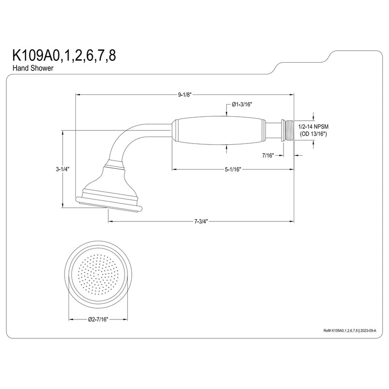 Kingston Brass K109A6 Hand Shower for Clawfoot Tub Faucet, Polished