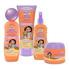 Ricitos de Oro. Kit de cuidado del cabello rizado. Shampoo, acondicionador, crema para peinar y loción desenredante. 500 ml