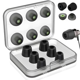 MYSOLA Almohadillas de Audifóno Espuma Viscoelástica y Silicón Suave Silicona para Orejas, 12 Piezas Reemplazo S/M/L Tamaño Puntas de Espuma para Auriculares de 4.5-5.5 mm (Negro)