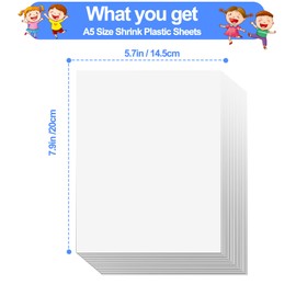 Hewolly 24 Pieces Shrink Plastic Sheets, Shrinky Plastic Paper Shrink Film Sheets Frosted Ruff n' Ready for Kids Arts and Crafts Activity Set, 7.9 x 5.7 inch / 20 x 14.5 cm